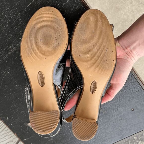 Y2K Easy Spirit Black Patent Slingback Block Heels Buckle 7.5 - Picture 6 of 9